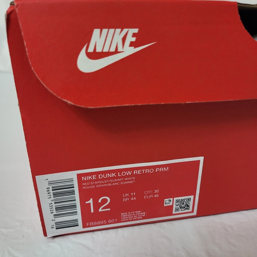 Nike Dunk Low PRM Premium Red Stardust FB8895-601 Mens Sz 12 Dusty Rose/Sandrift - Picture 8 of 10